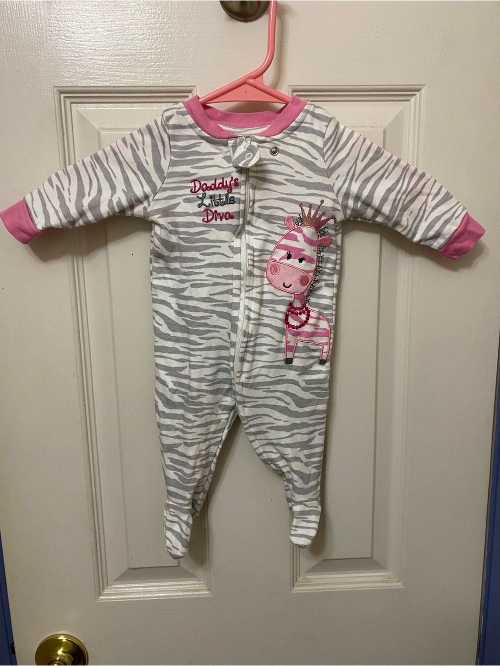 BABIES R US Pink Zebra-Print Baby One-Piece, Size 3 mo